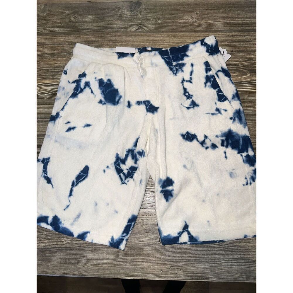 Joes Jeans Boys White & Blue Tie Dye Terry Cloth Jogger Shorts Slim Fit Sz XL. E
